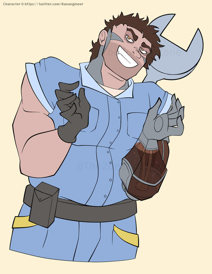 Flat color character commission for Banangineer on twitter