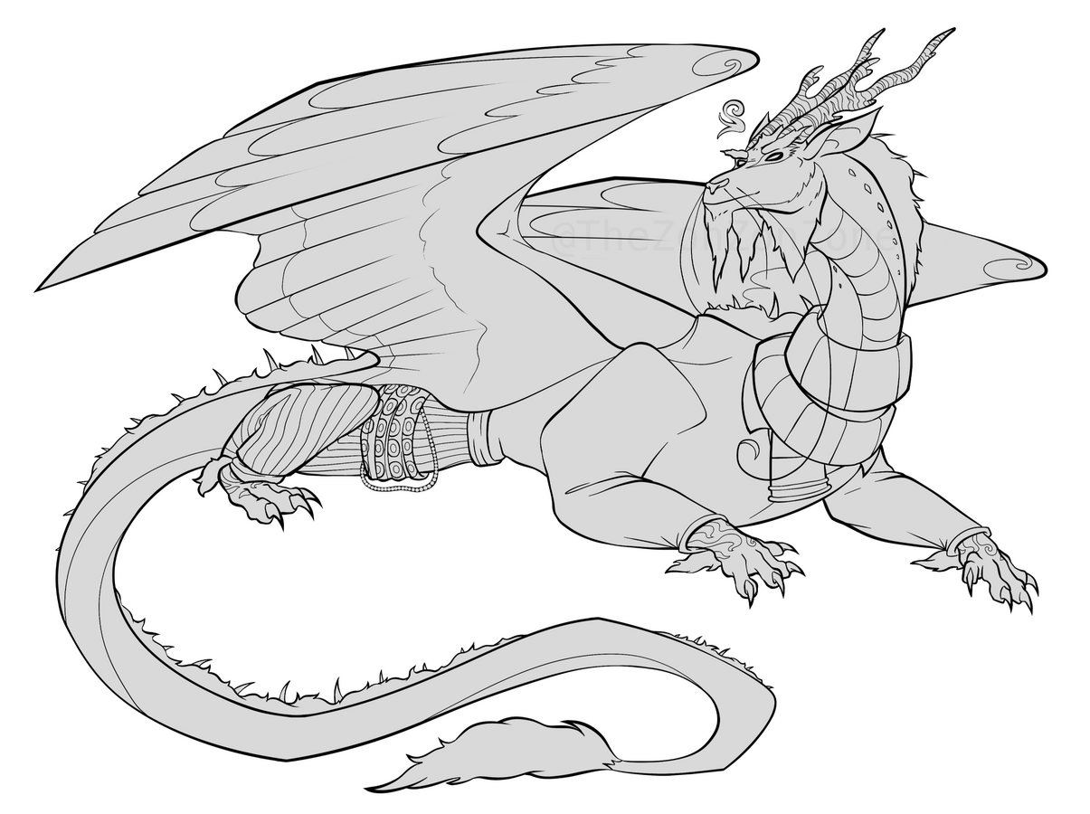 Dragon line art from a flight rising dragon