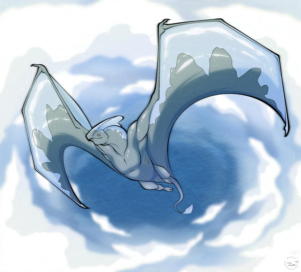 Fully colored and shaded artwork of a coastal wave runner dragon from the game dragon cave