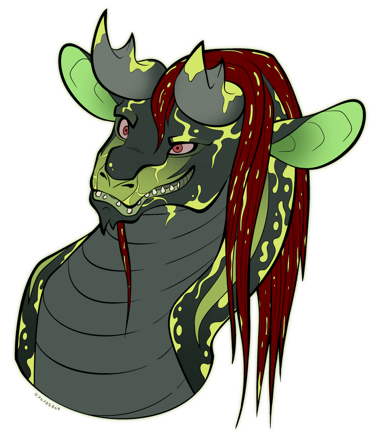 A lined and flat colored image of Salmonella, a veilspun dragon from Flight Rising.