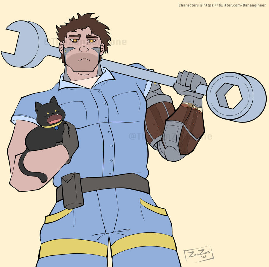 Flat color character commission for Banangineer on twitter